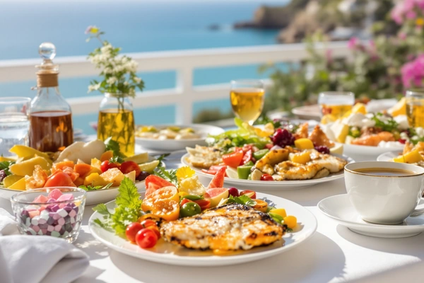 Śródziemnomorskie śniadanie na hotelowym tarasie