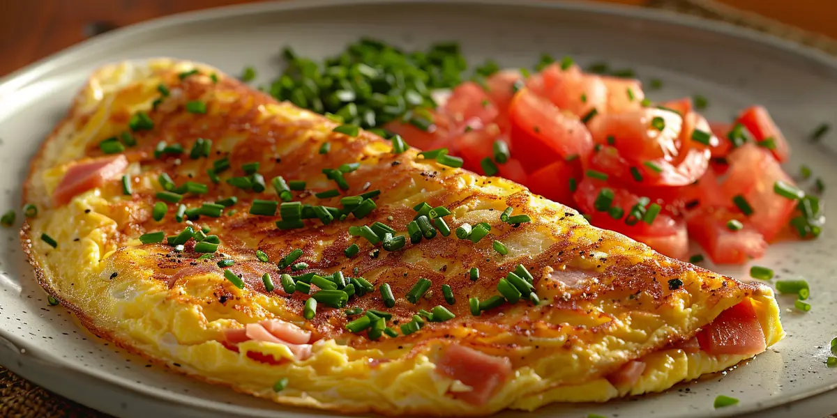 Omlet z pomidorem, wędliną i szczypiorkiem