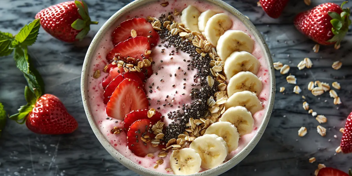 Smoothie bowl z truskawkami i bananem